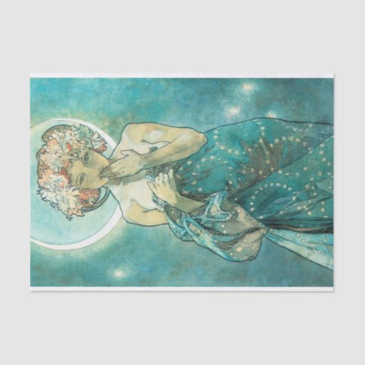 Alphonse Mucha Moonlight Clair De Lune Art Nouveau Seidenpapier (Vorderseite)