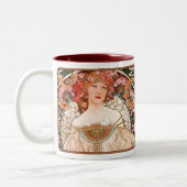Alphonse Mucha Nouveau Lady Coffee Tasse in Pinks (Links)
