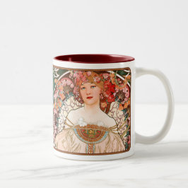 Alphonse Mucha Nouveau Lady Coffee Tasse in Pinks