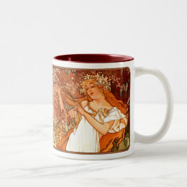 Alphonse Mucha Nouveau Spring Lady Coffee Cup Tass Zweifarbige Tasse