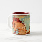 Alphonse Mucha Nouveau Summer Lady Coffee Cup Tass Zweifarbige Tasse (Vorderseite Links)