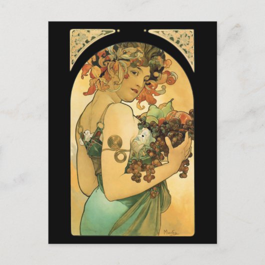 Alphonse Mucha ~ Obst ( 1897 ) Postkarte (Vorderseite)