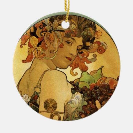 Alphonse Mucha Obstmalerei Keramik Ornament (Vorne)