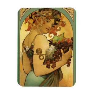 Alphonse Mucha Obstmalerei Magnet