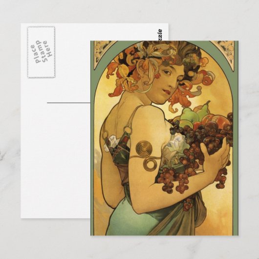 Alphonse Mucha Obstmalerei Postkarte (Vorne/Hinten)