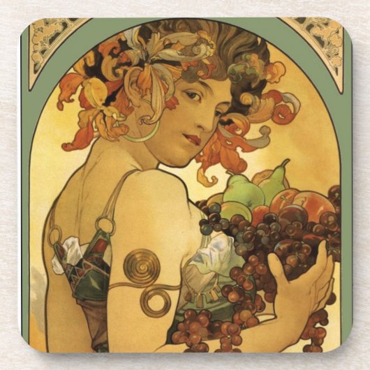 Alphonse Mucha Obstmalerei Untersetzer (Vorderseite)