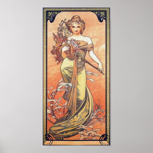 Alphonse Mucha Painting - Blume für Frauen Poster (Vorne)