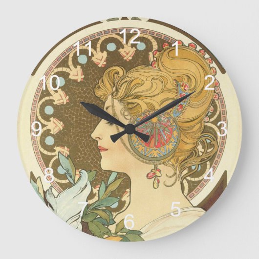 Alphonse Mucha Painting Große Wanduhr (Vorderseite)
