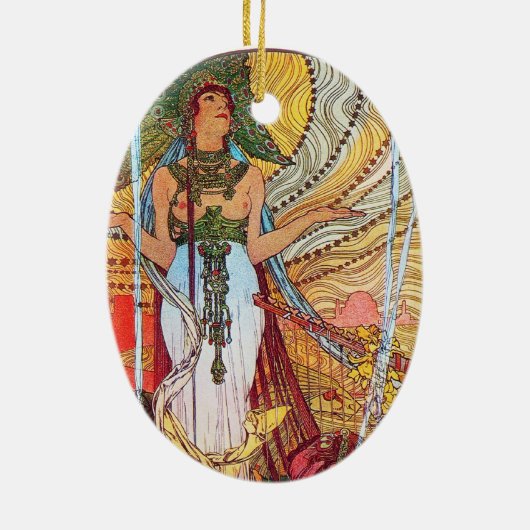 Alphonse Mucha Peacock Art Keramikornament (Hinten)
