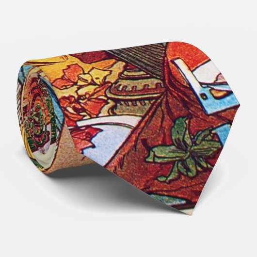 Alphonse Mucha Peacock Art Krawatte (Gerollt)