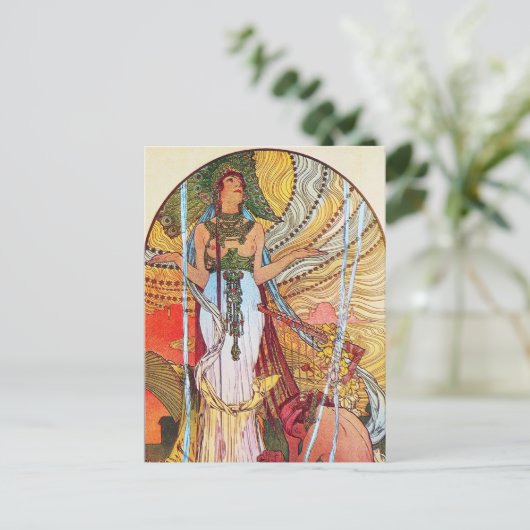 Alphonse Mucha Peacock Art Postkarte (Stehend Vorderseite)