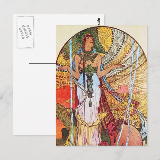 Alphonse Mucha Peacock Art Postkarte (Vorne/Hinten)