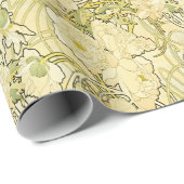 Alphonse Mucha Peonies Art Nouveau Floral Pattern Geschenkpapier (Rolleneckpunkt)