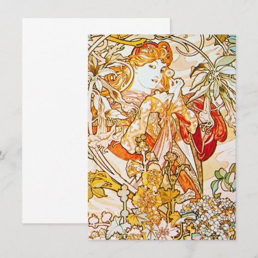 Alphonse Mucha - Peonies Dankeskarte (Vorne/Hinten)