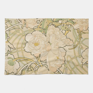 Alphonse Mucha Peonies Peony Rose Fawn 1897 Geschirrtuch