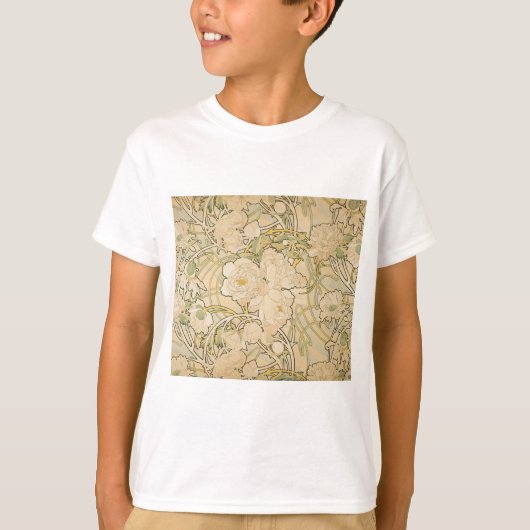 Alphonse Mucha Peonies Peony Rose Fawn 1897 T-Shirt (Vorderseite)