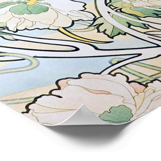 Alphonse Mucha Peonies Poster (Ecke)