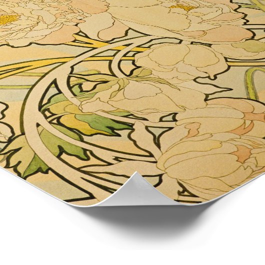 Alphonse Mucha - Peonies Poster (Ecke)