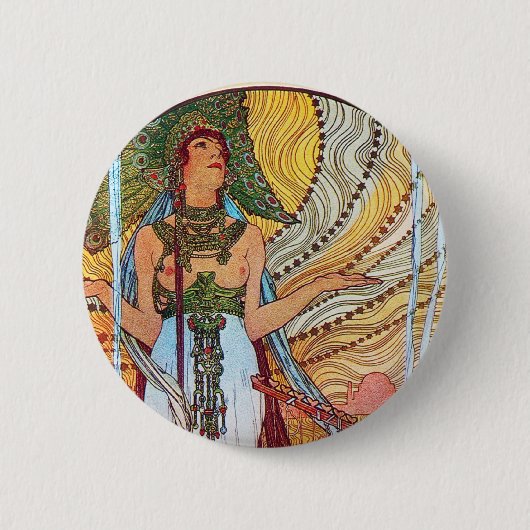 Alphonse Mucha Pfau Kunst Button (Vorderseite)