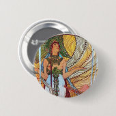 Alphonse Mucha Pfau Kunst Button (Vorne & Hinten)