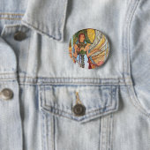 Alphonse Mucha Pfau Kunst Button (Beispiel)