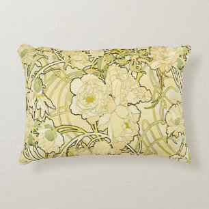 Alphonse Mucha Pfingstrosen Art Nouveau Blumenmust Dekokissen