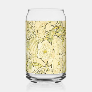 Alphonse Mucha Pfingstrosen Art Nouveau Blumenmust Dosenglas