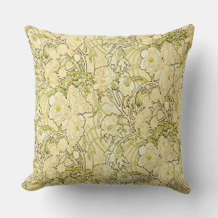 Alphonse Mucha Pfingstrosen Art Nouveau Blumenmust Kissen