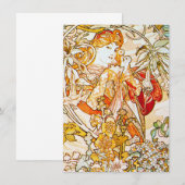 Alphonse Mucha - Pfingstrosen Dankeskarte (Vorne/Hinten)