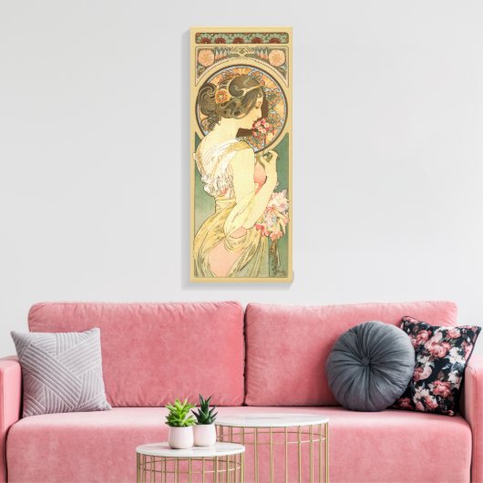 Alphonse Mucha Primrose CC0640 Leinwanddruck (Insitu (Wohnzimmer))