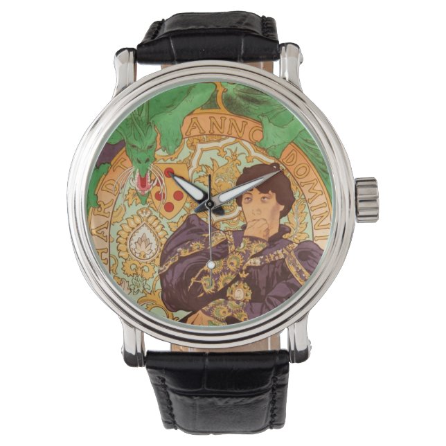 Alphonse Mucha Prince und Dragon Armbanduhr (Vorderseite)