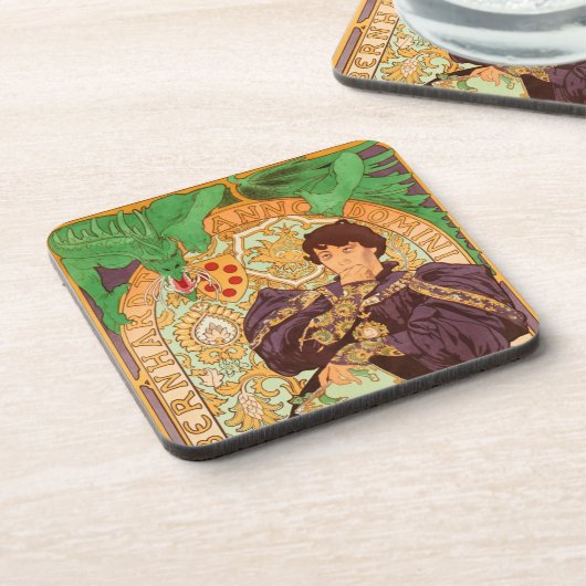 Alphonse Mucha Prince und Dragon Getränkeuntersetzer (Linke Seite)