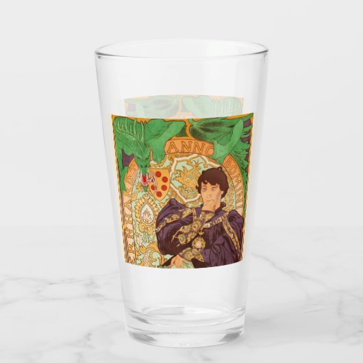 Alphonse Mucha Prince und Dragon Glas (Rückseite)