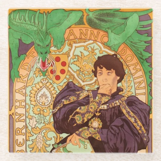 Alphonse Mucha Prince und Dragon Glasuntersetzer (Vorderseite)
