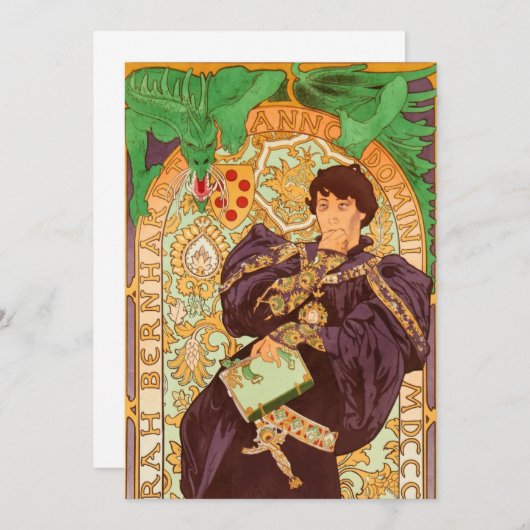 Alphonse Mucha Prince und Dragon Save The Date (Vorne/Hinten)