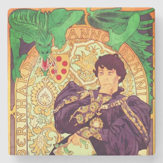 Alphonse Mucha Prince und Dragon Steinuntersetzer (Vorderseite)