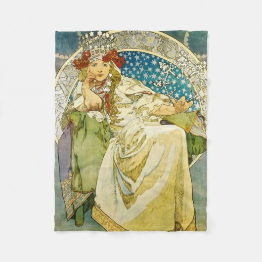 Alphonse Mucha Princess Hyacinth Art Nouveau Fleecedecke (Vorderseite)