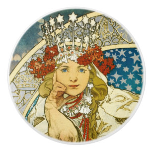 Alphonse Mucha Princess Hyacinth Art Nouveau Keramikknauf