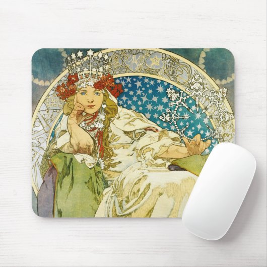 Alphonse Mucha Princess Hyacinth Art Nouveau Mousepad (Mit Mouse)