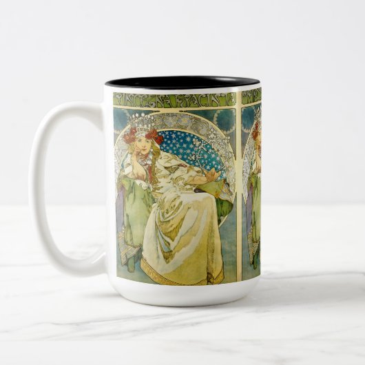 Alphonse Mucha Princess Hyacinth Art Nouveau Zweifarbige Tasse (Links)
