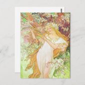 Alphonse Mucha Printemps/Frühjahr 1896 Postkarte (Vorne/Hinten)