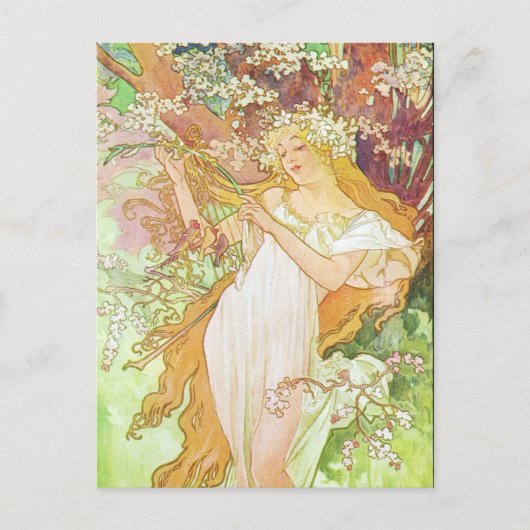 Alphonse Mucha Printemps/Frühjahr 1896 Postkarte (Vorderseite)