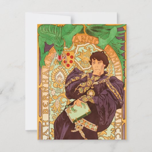 Alphonse Mucha Prinz und Drache Einladung (Vorderseite)