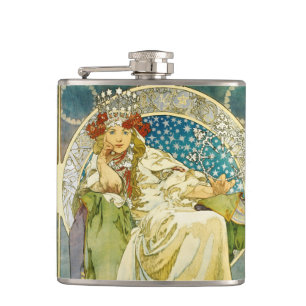 Alphonse Mucha Prinzessin Hyacinth Art Nouveau Flachmann