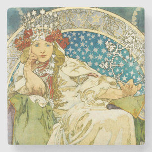 Alphonse Mucha Prinzessin Hyacinth Art Nouveau Steinuntersetzer