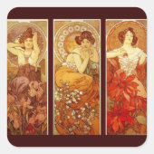 Alphonse Mucha Quadratischer Aufkleber (Vorderseite)