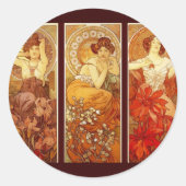 Alphonse Mucha Quadratischer Aufkleber (Vorderseite)