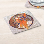 Alphonse Mucha Rechteckiger Pappuntersetzer (angewinkelt)