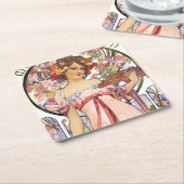 Alphonse Mucha Rechteckiger Pappuntersetzer (angewinkelt)