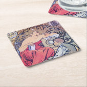 Alphonse Mucha Rechteckiger Pappuntersetzer (angewinkelt)